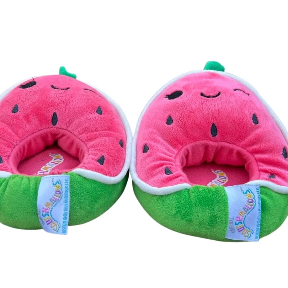 Squishmallows Wanda Watermelon Plush Slippers Pink/Green Girls 7-8‎